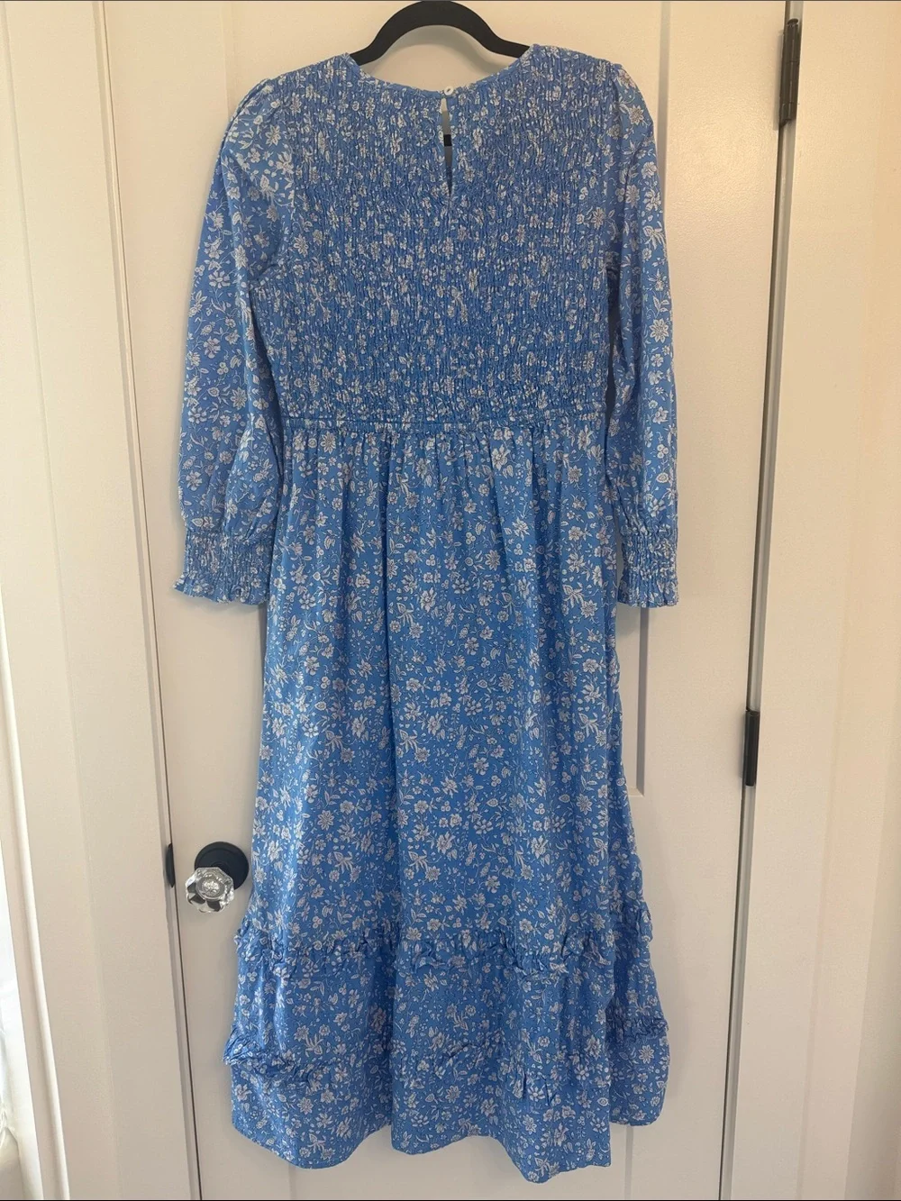 Blue Floral Pink City Prints Dress with Smocked Bodice - Picture 2 of 3